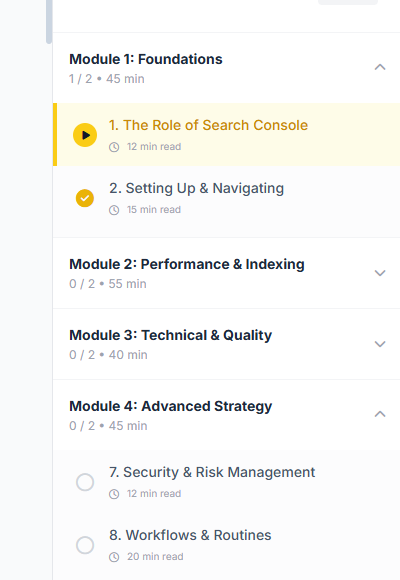 Course Steps Roadmap